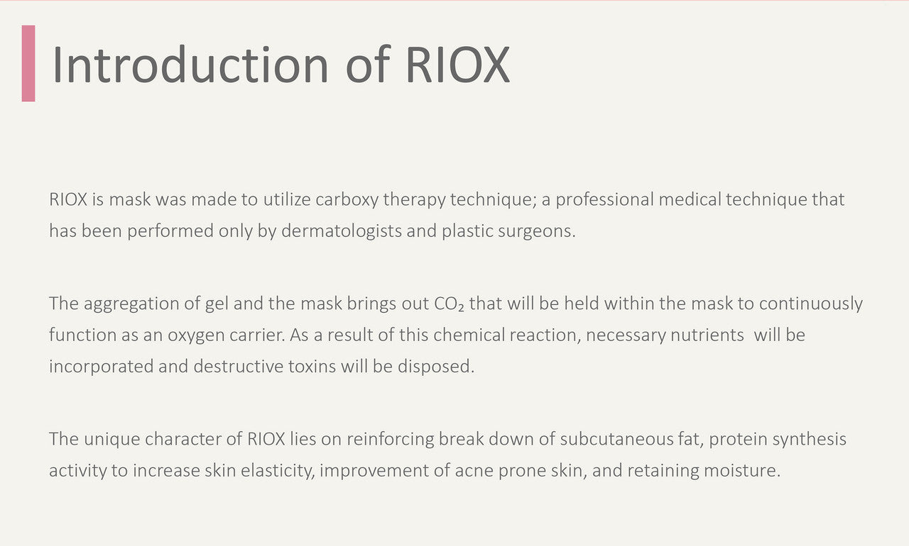 Riox Carbon Therapy CO2 Gel Mask 1 Box 5 Masks